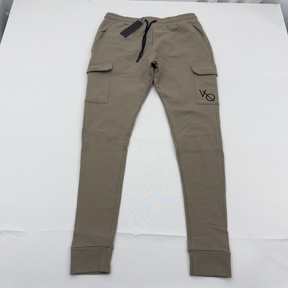 NWT Vanquish Fitness Cargo Jogger Sweatpants Men XL Tan Tapered Workout Training